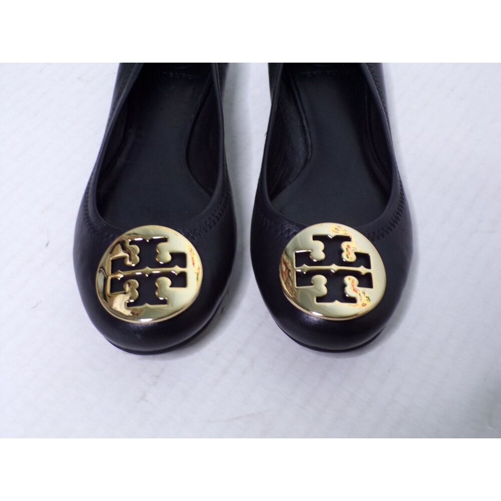 πTORY BURCH Claire Ballet Flats Shoes Logo Black 7 - Picture 11 of 16